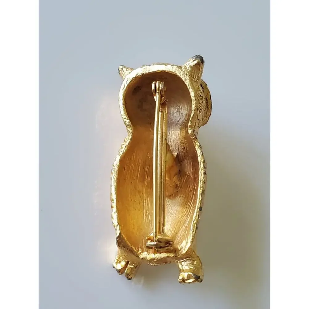 Vintage Gold-tone Owl Brooch